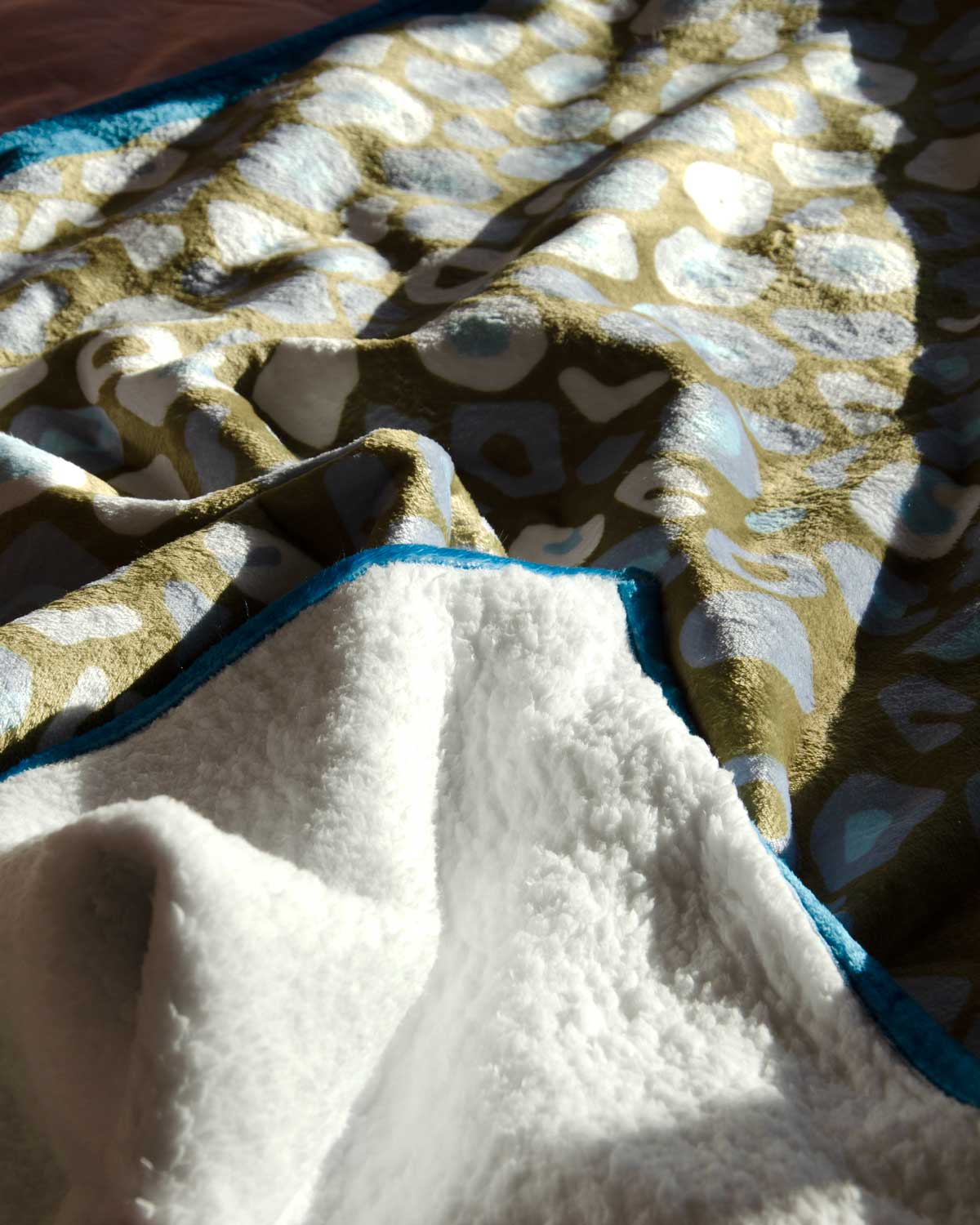 Blue & Olive Leopard Print Blanket