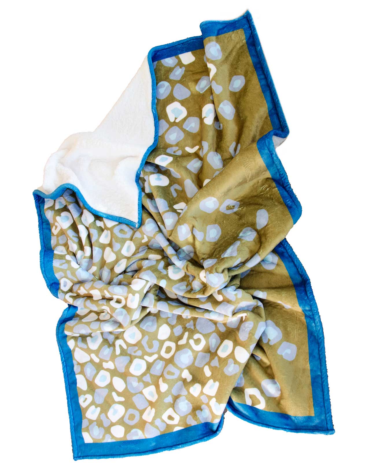 Blue & Olive Leopard Print Blanket