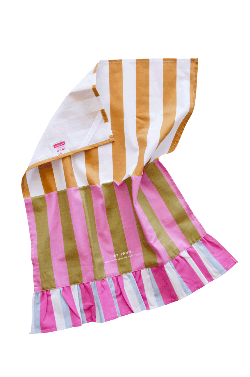 Tea Towel, By John Designs, Frill, Stripy, Kitchen towel, Dish cloth