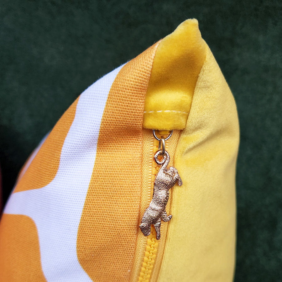 By John Designs yellow and white African giraffe pattern scatter cushion with velvet