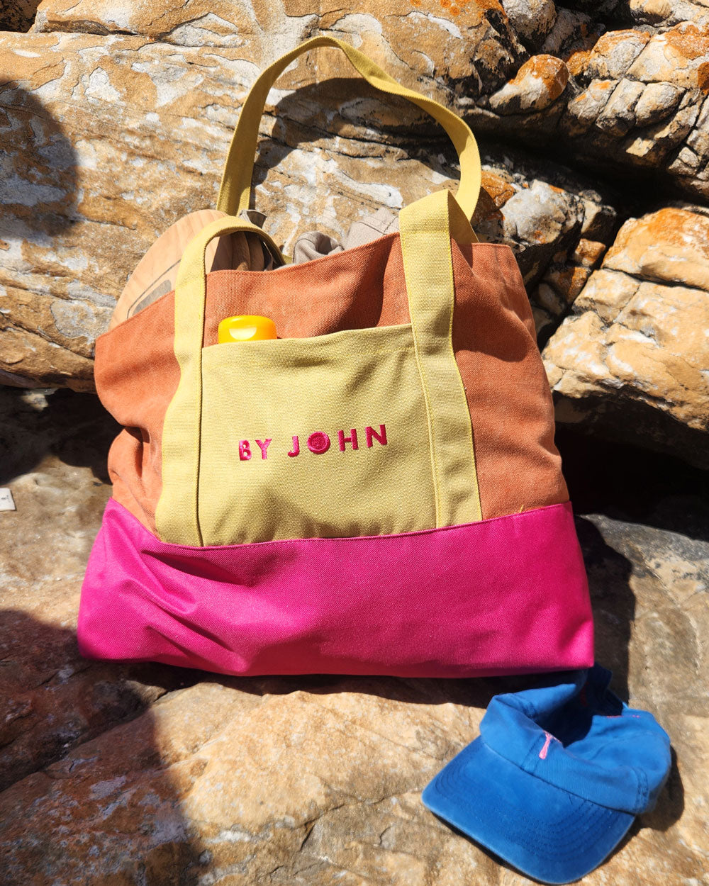 Beach Bag, Tote Bag, Travel Bag, Shopping Bag, Pink, Orange, By John Designs.
