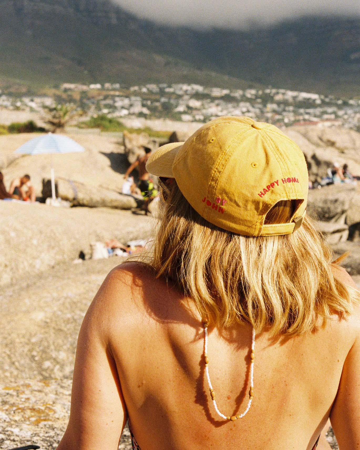 Cap, Peak, Prawn on a fork, Prawn, Beach hat, Summer hat, Mustard, By John Designs.