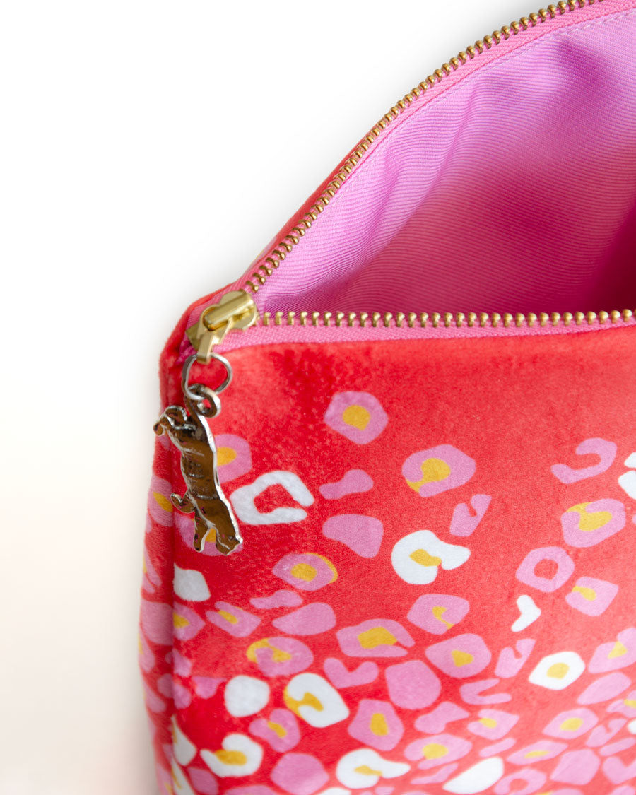 Makeup Bag, Travel Bag, Leopard Print, Velvet, By John Designs