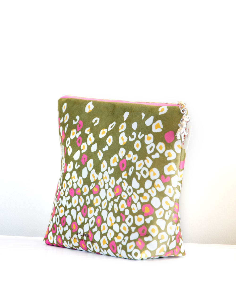 Makeup Bag, Travel Bag, Leopard Print, Velvet, By John Designs