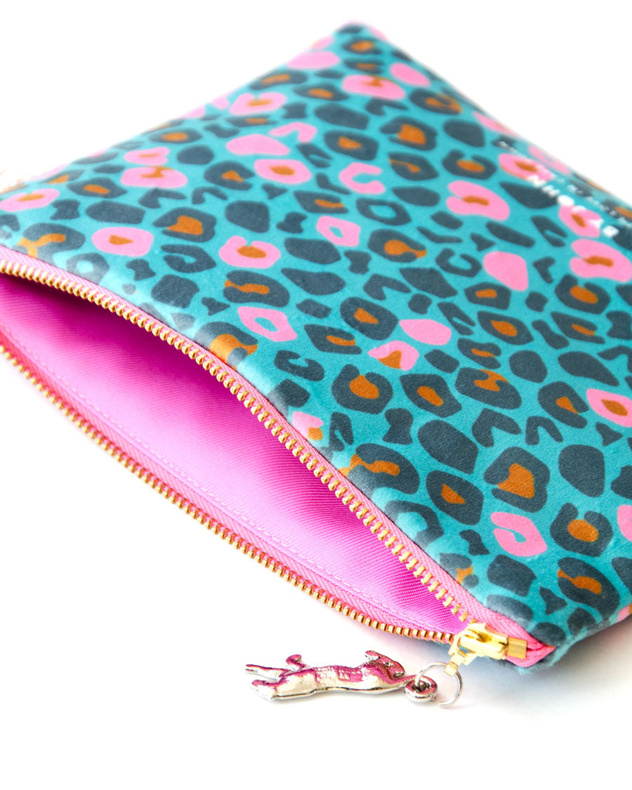 Makeup Bag Travel Bag Velvet Leopard Print By John Designs