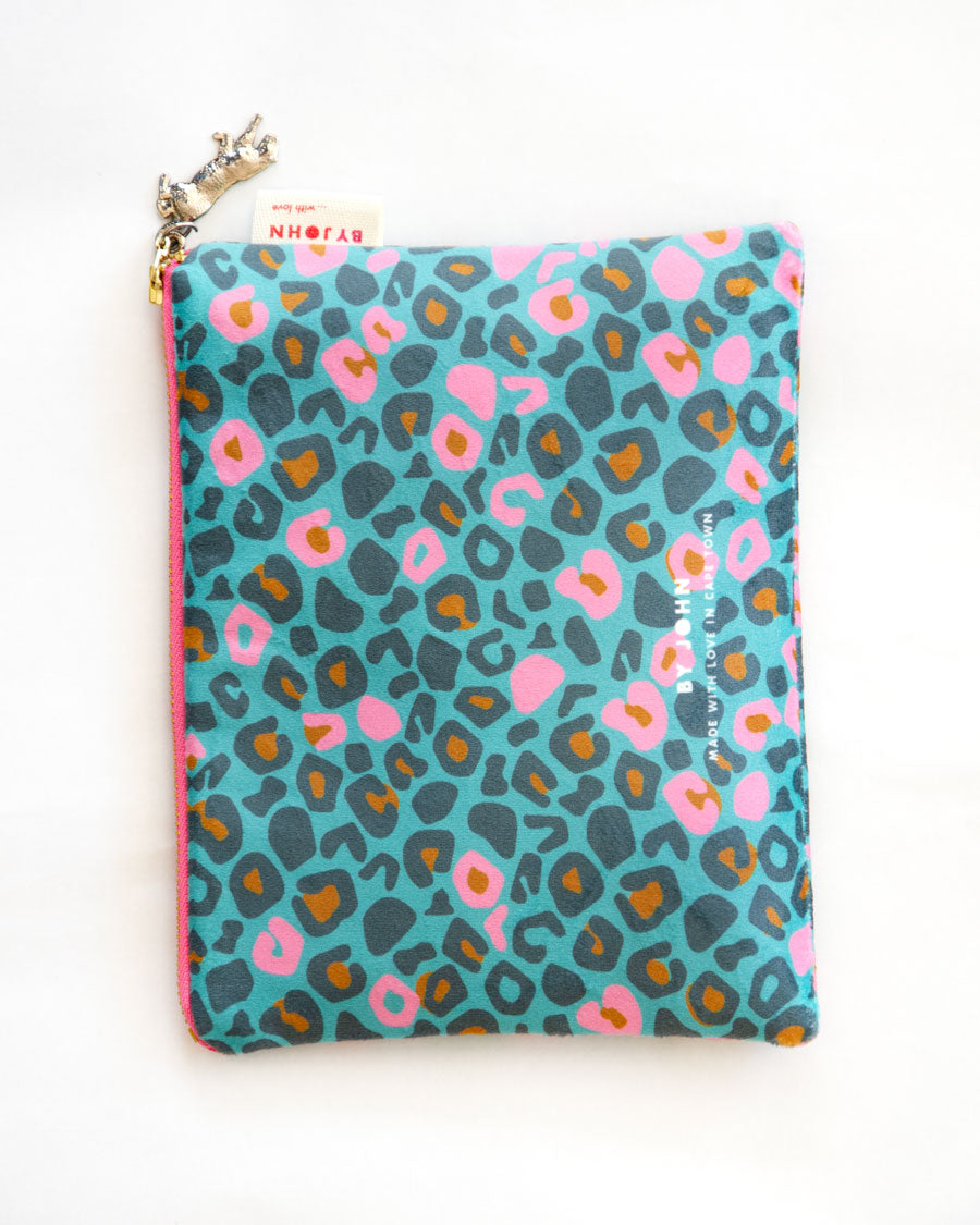 Makeup Bag Travel Bag Velvet Leopard Print By John Designs