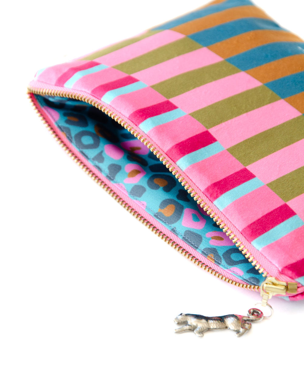 Makeup Bag, Travel Bag, Leopard Print, Velvet, By John Designs