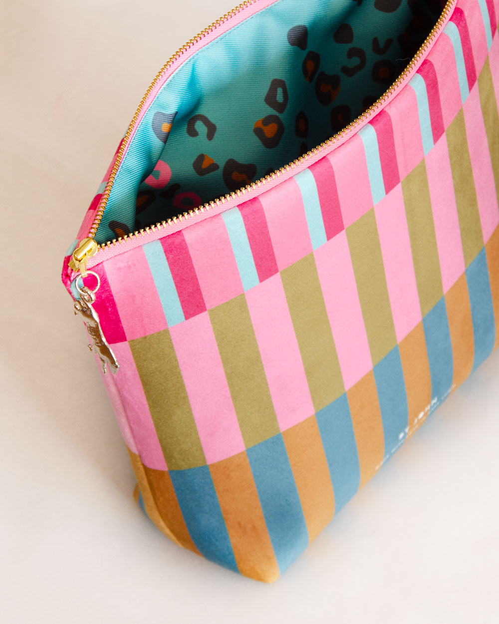 Makeup Bag Travel Bag Velvet Leopard Print By John Designs