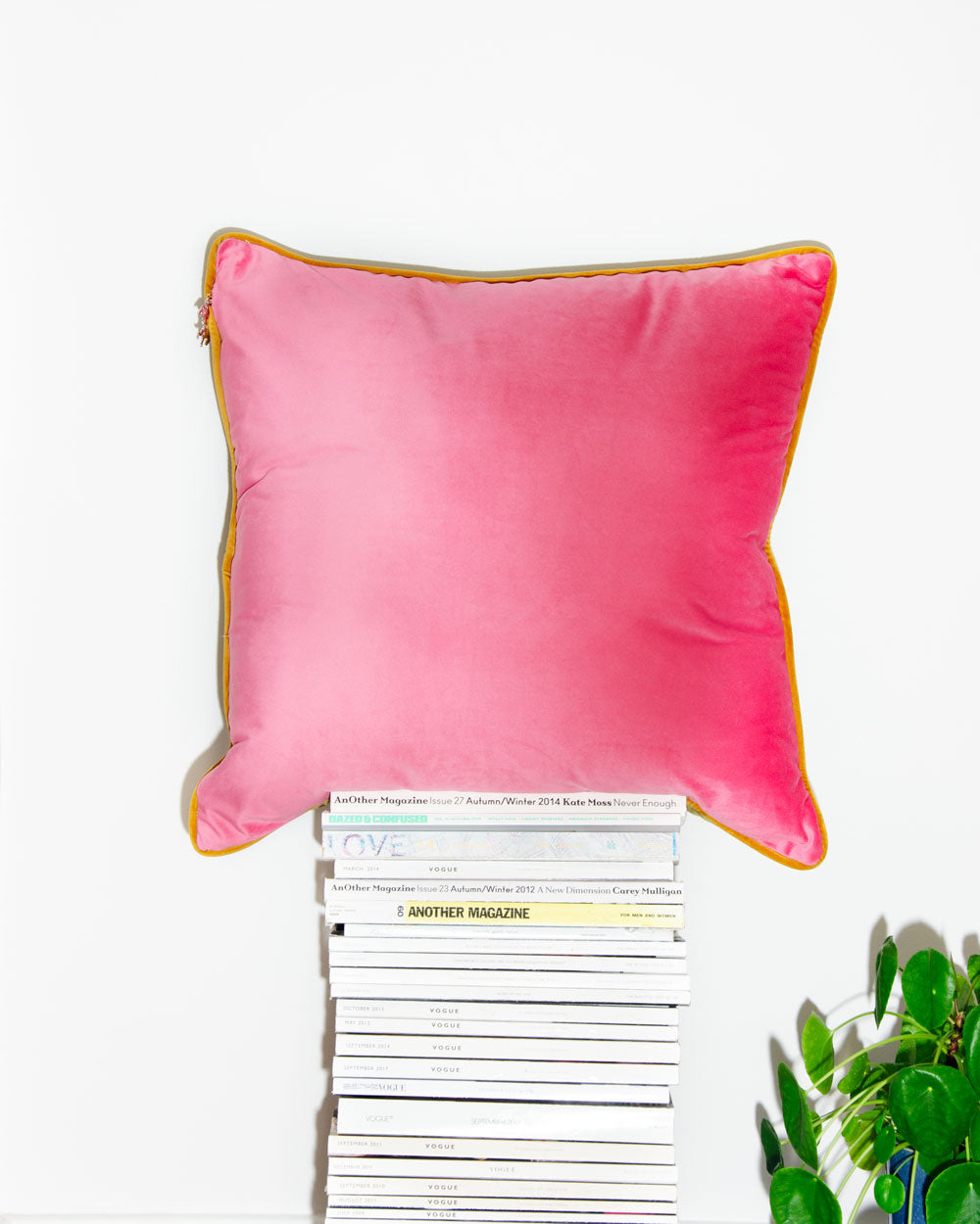 Pink & Olive Velvet Scatter Cushion
