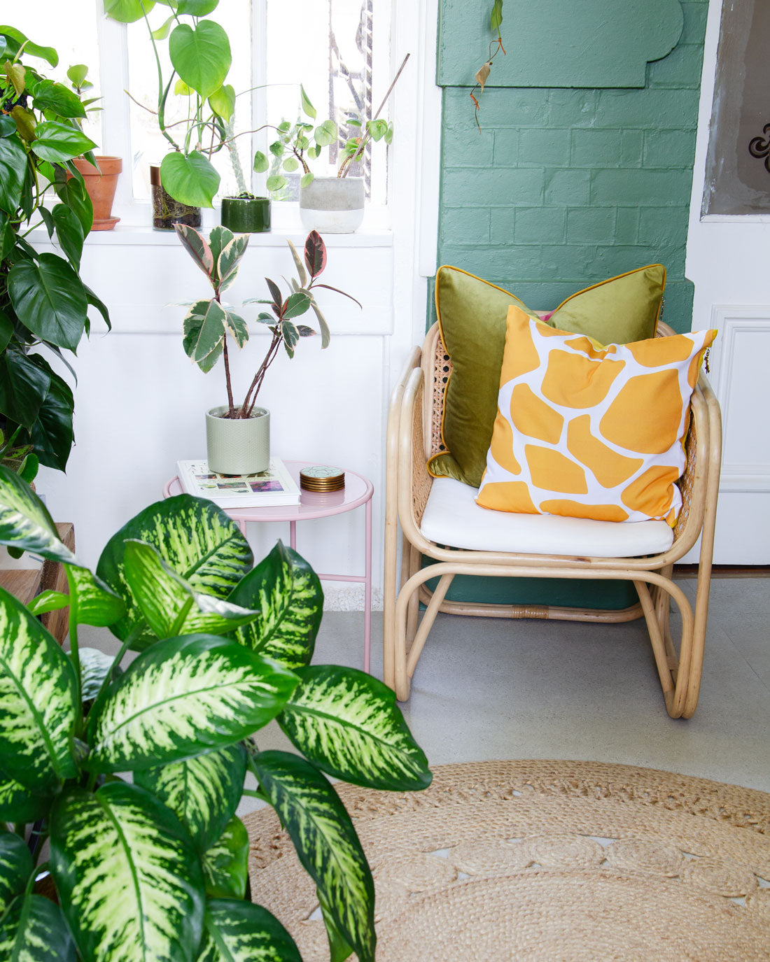 Pink & Olive Velvet Scatter Cushion