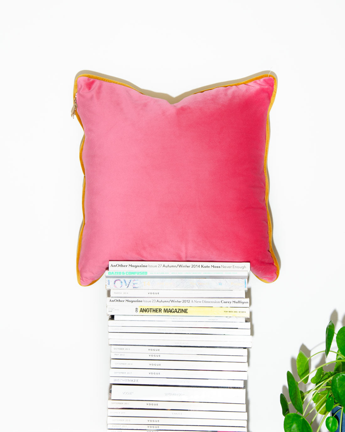 Pink & Yellow Velvet Scatter Cushion 50 x 50cm
