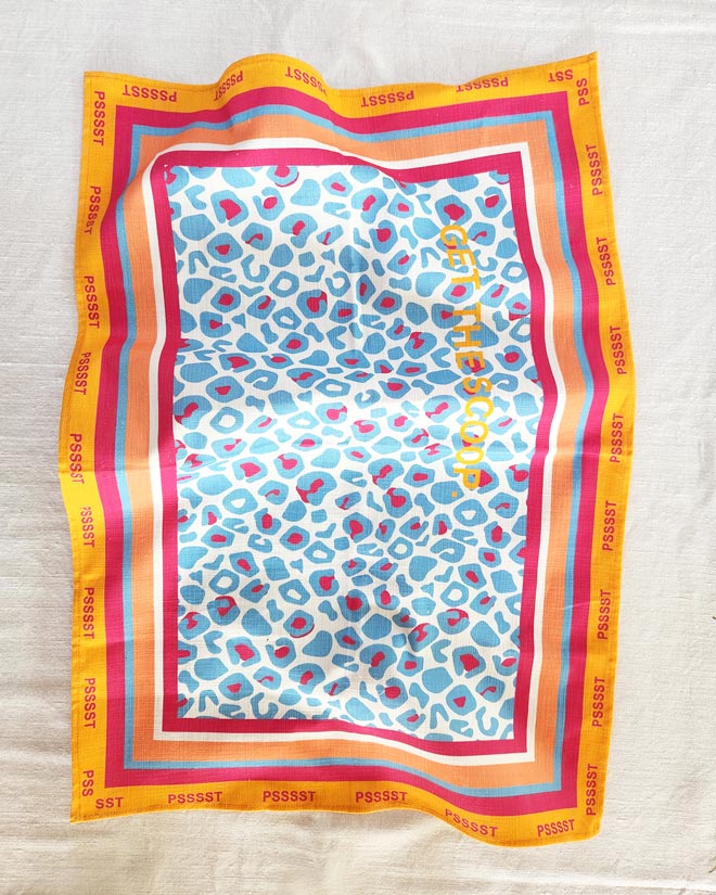 By John Designs, Mustard Yellow Tea Towel leopard print