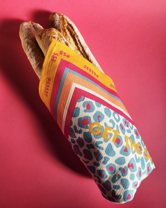 By John Designs, Mustard Yellow Tea Towel leopard print