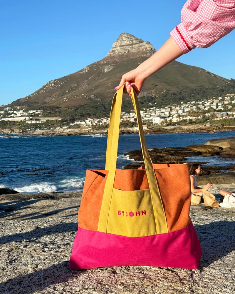 Beach Bag, Tote Bag, Travel Bag, Shopping Bag, Pink, Orange, By John Designs.