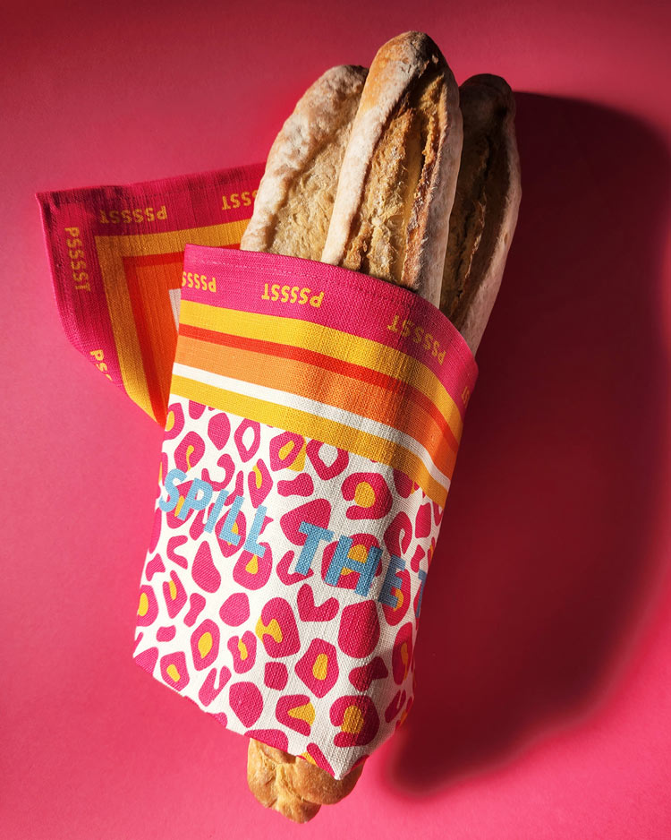 By John Designs, Pink Tea Towel leopard print