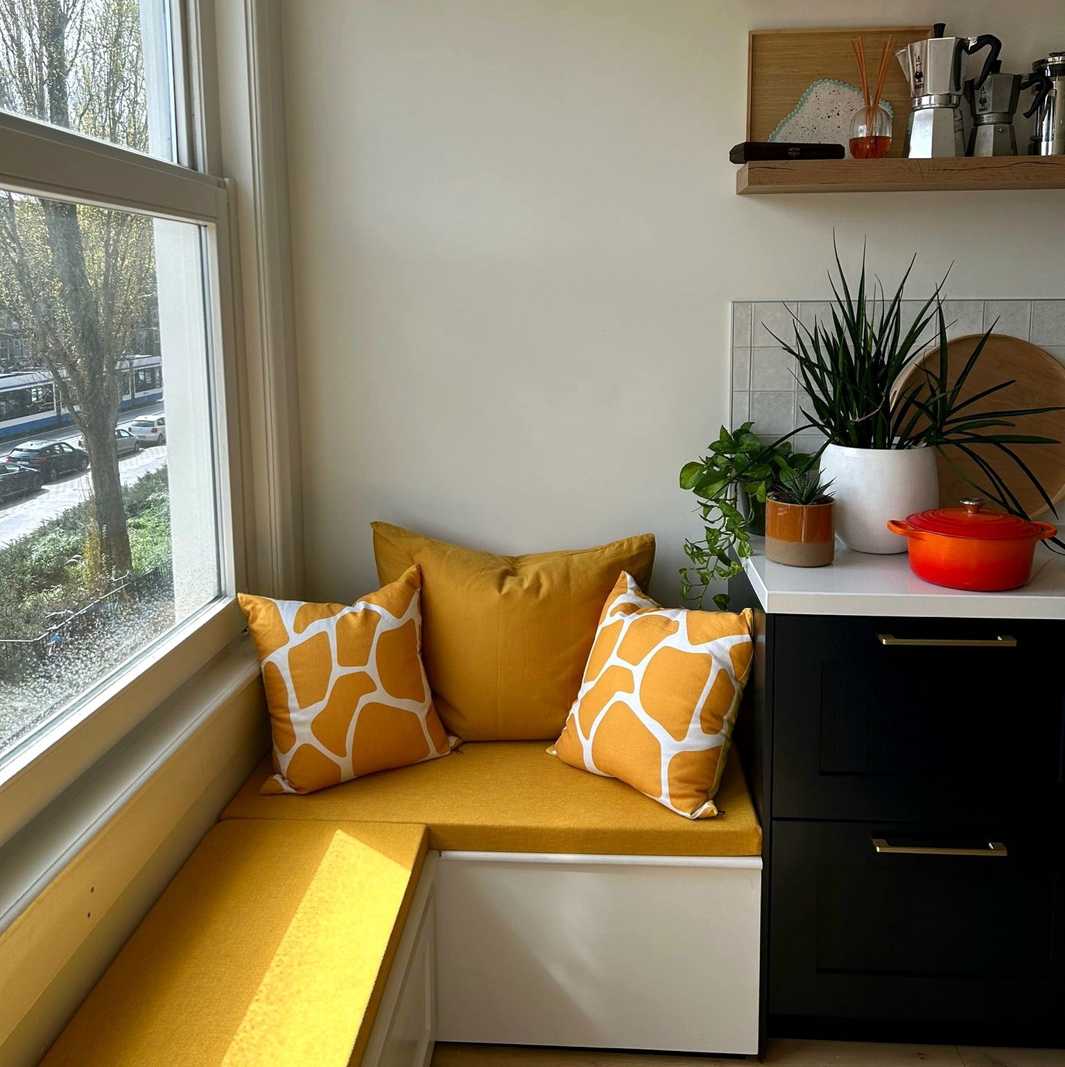 By John Designs mustard scatter cushion