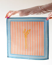 Load image into Gallery viewer, By John Designs peach pinstripe Napkin with prawn on a for and blue border
