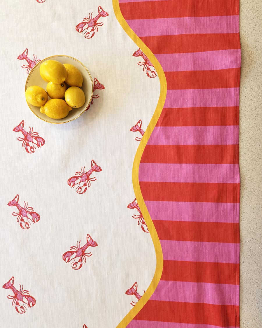 Lobster Tablecloth, Pink,  Maximalist, Dopamine Decor, Lobster, By John Designs