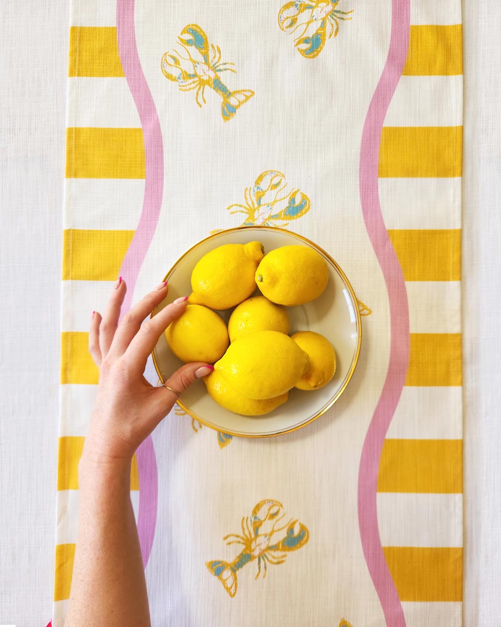 Lobster Table Runner, Yellow, Maximalist, Dopamine Decor, Lobster, By John Designs