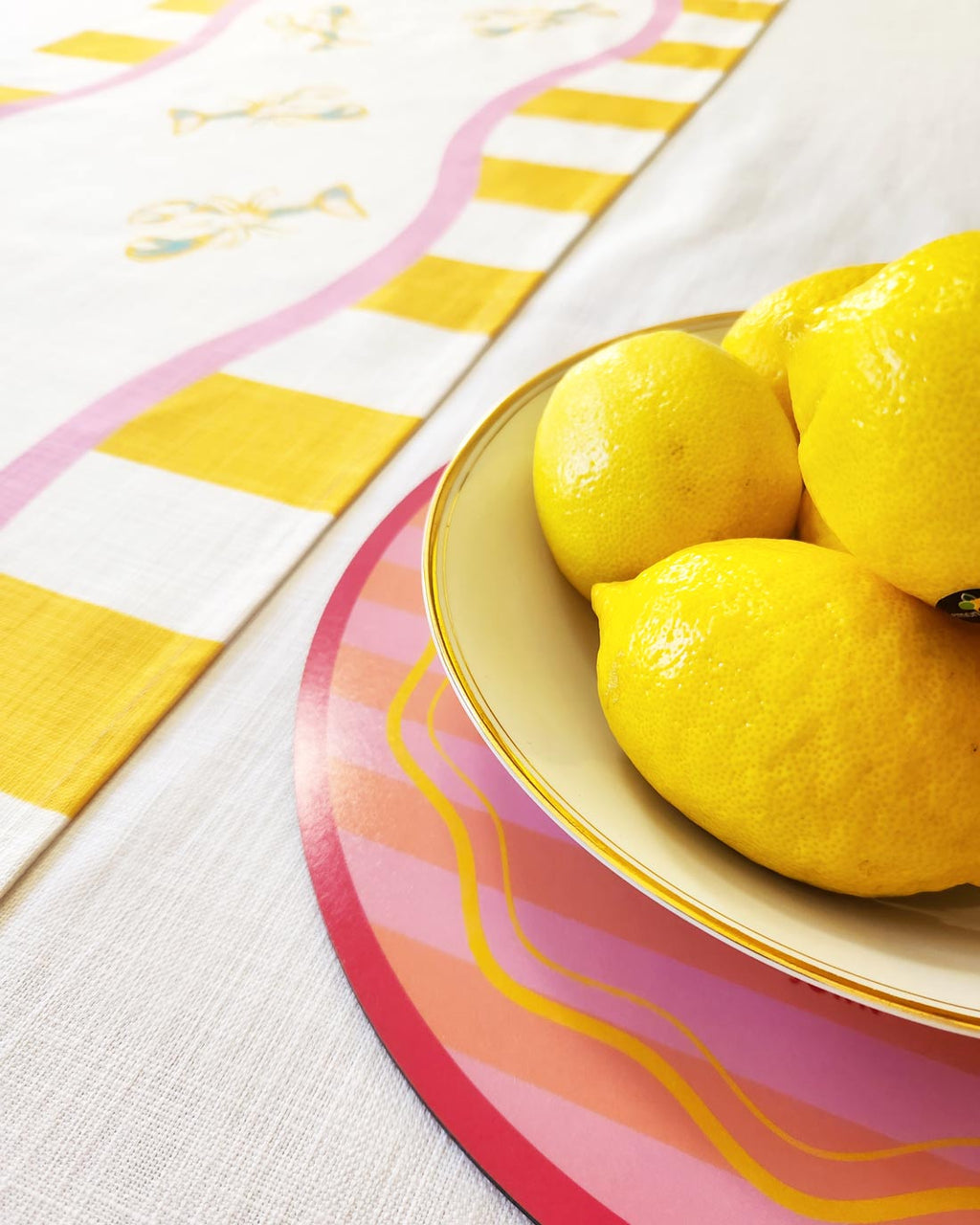 Lobster Table Runner, Yellow, Maximalist, Dopamine Decor, Lobster, By John Designs