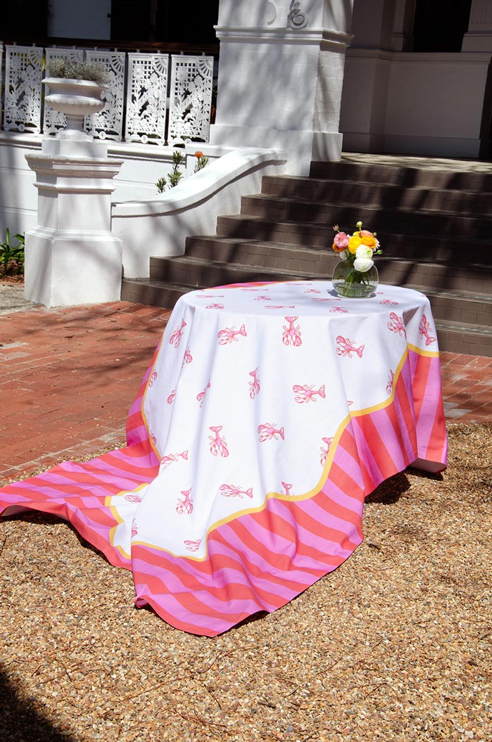 Lobster Tablecloth, Pink,  Maximalist, Dopamine Decor, Lobster, By John Designs