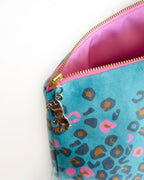 Makeup Bag, Travel Bag, Leopard Print, Velvet, By John Designs