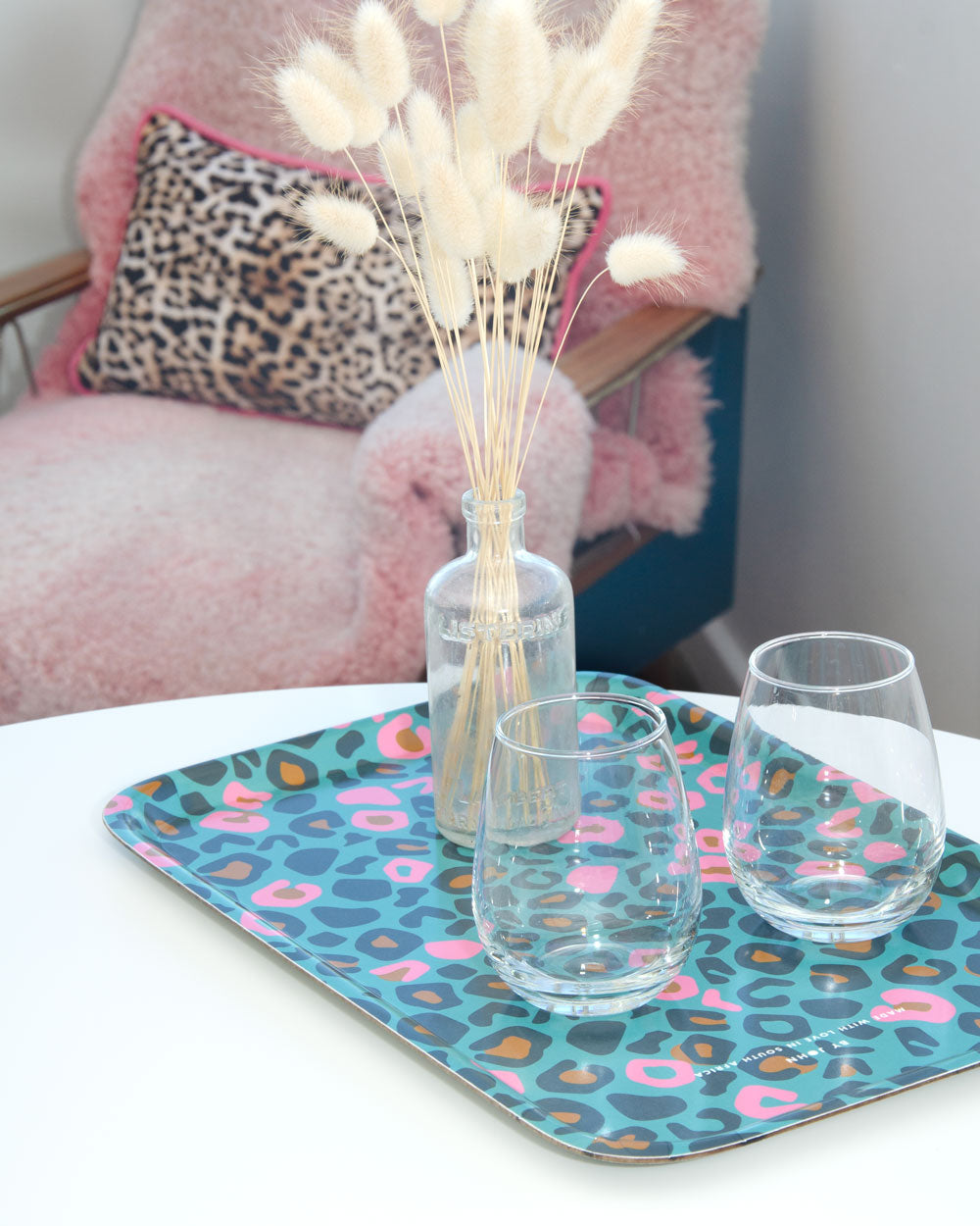 Tea Tray, Tray, Kitchen Tray, Water Tray, Leopard Print, By John Designs, Maximalist, Dopamine decor.