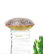 Load image into Gallery viewer, Leopard Print &amp; Olive Velvet Scatter Cushion 50 x 50cm
