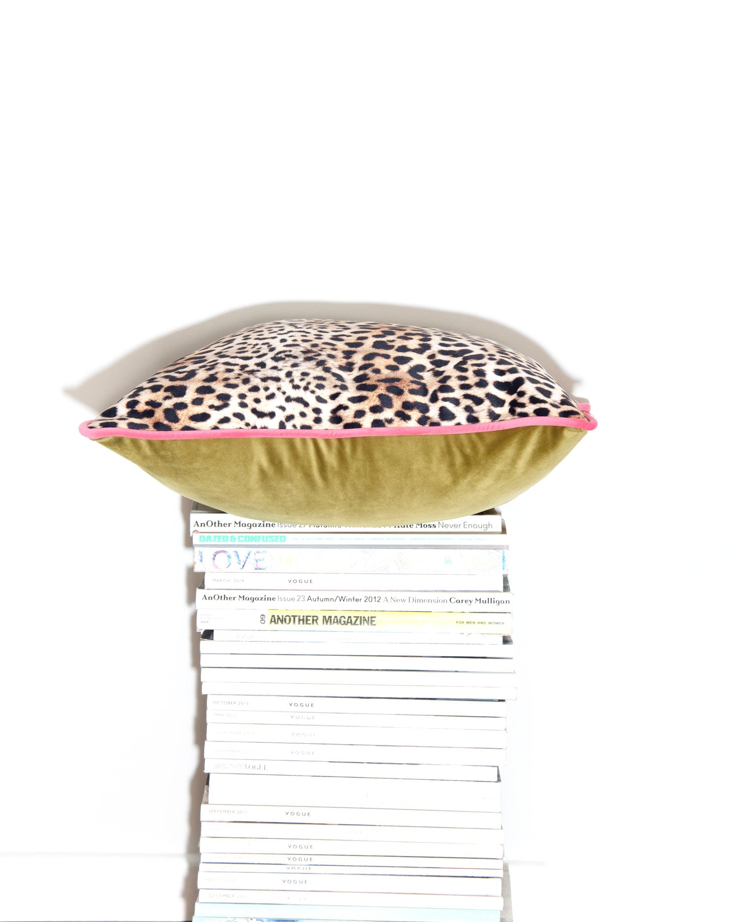 Leopard Print & Olive Velvet Scatter Cushion