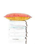 Mini Papaya and Gold Velvet Scatter Cushion
