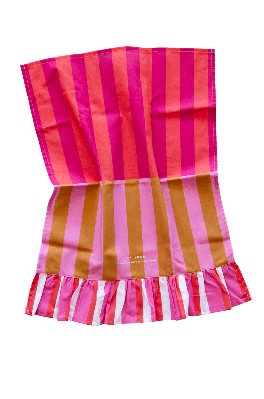 Tea Towel, By John Designs, Frill, Stripy, Kitchen towel, Dish cloth