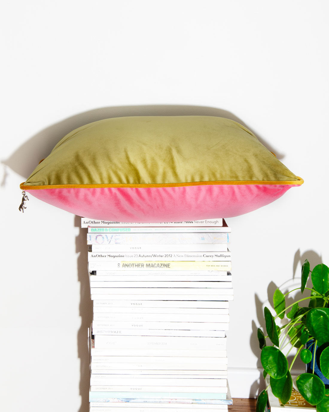 Pink & Olive Velvet Scatter Cushion