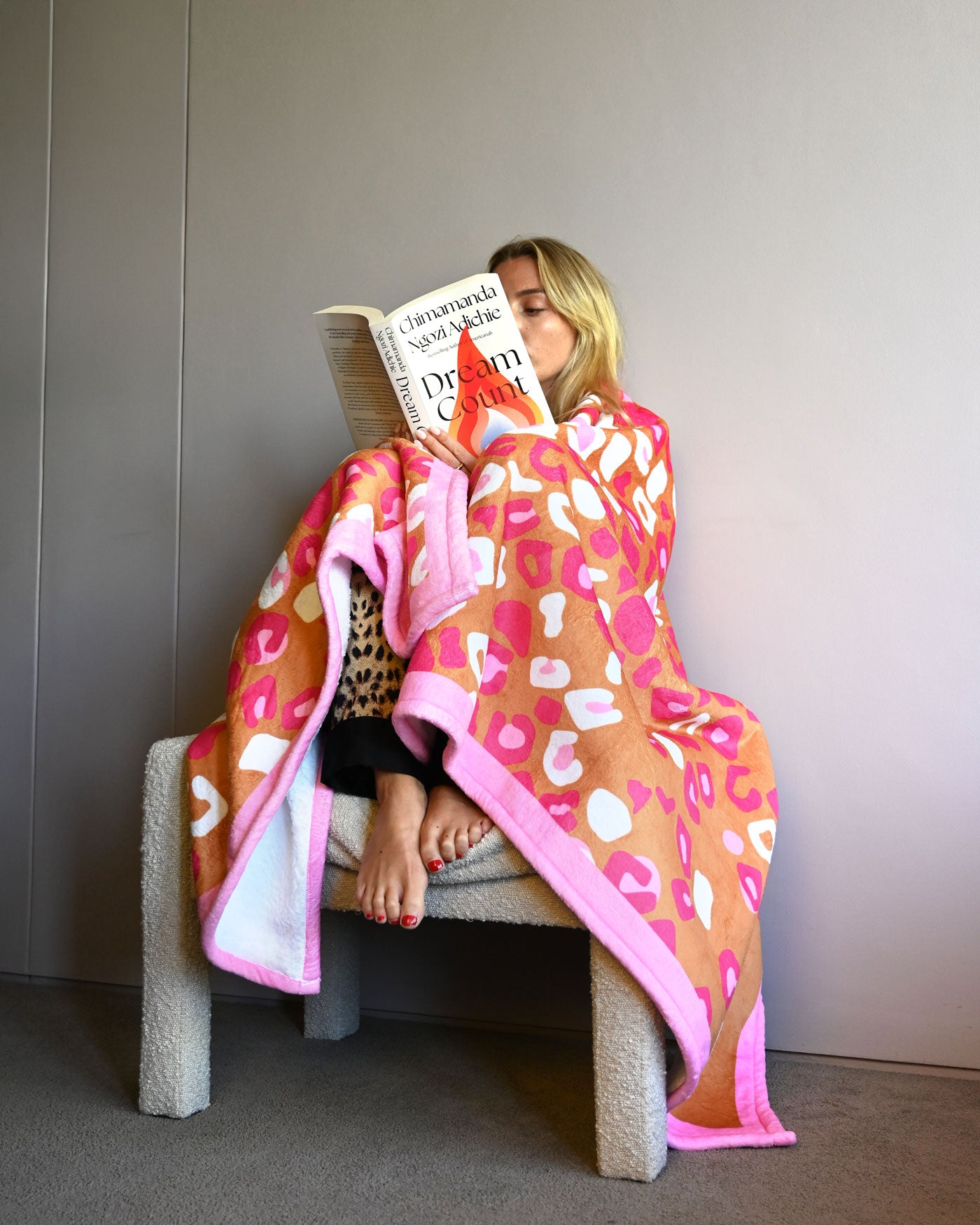 Pink & Gold Leopard Print Blanket
