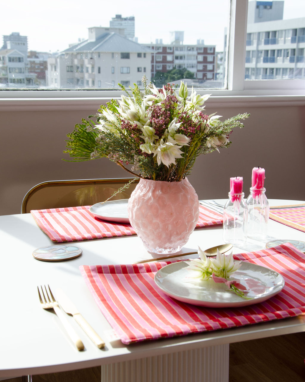 Pink & Gold Stripy Placemats