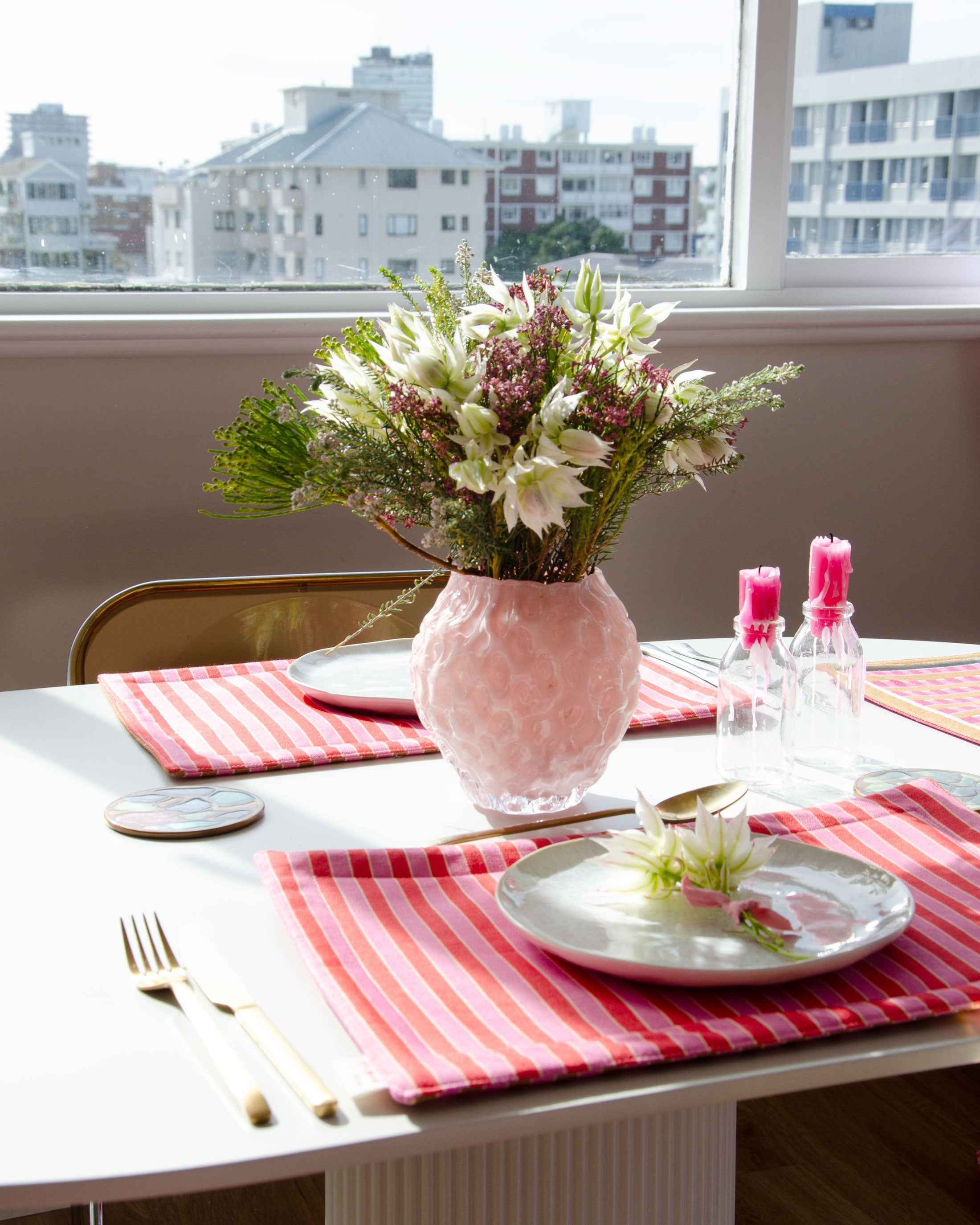 Pink & Gold Stripy Placemats