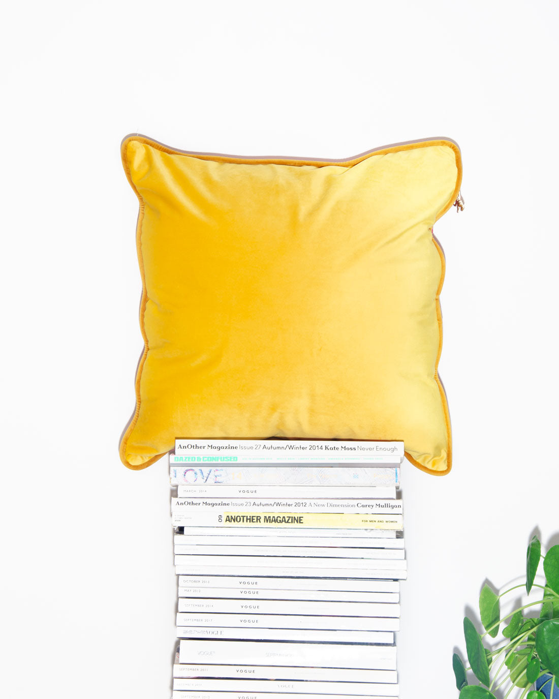 Pink & Yellow Velvet Scatter Cushion 50 x 50cm