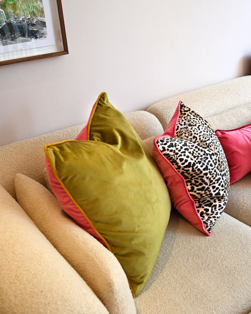 Leopard Print & Pink Velvet Scatter Cushion