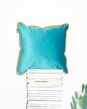 Load image into Gallery viewer, Turquoise &amp; Yellow Velvet Scatter Cushion 50 x 50cm
