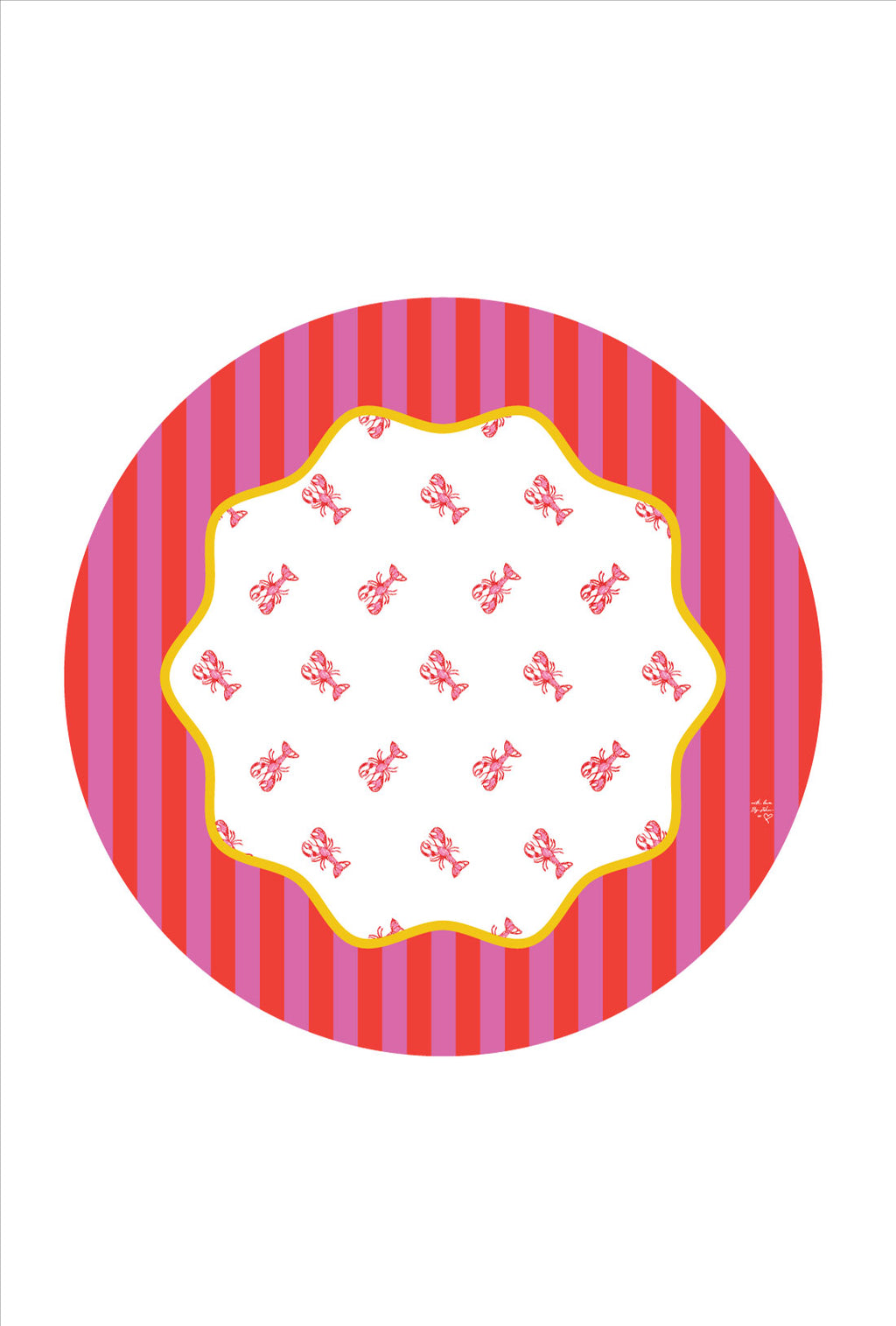 Lobster Tablecloth, Pink,  Maximalist, Dopamine Decor, Lobster, By John Designs, round Tablecloth