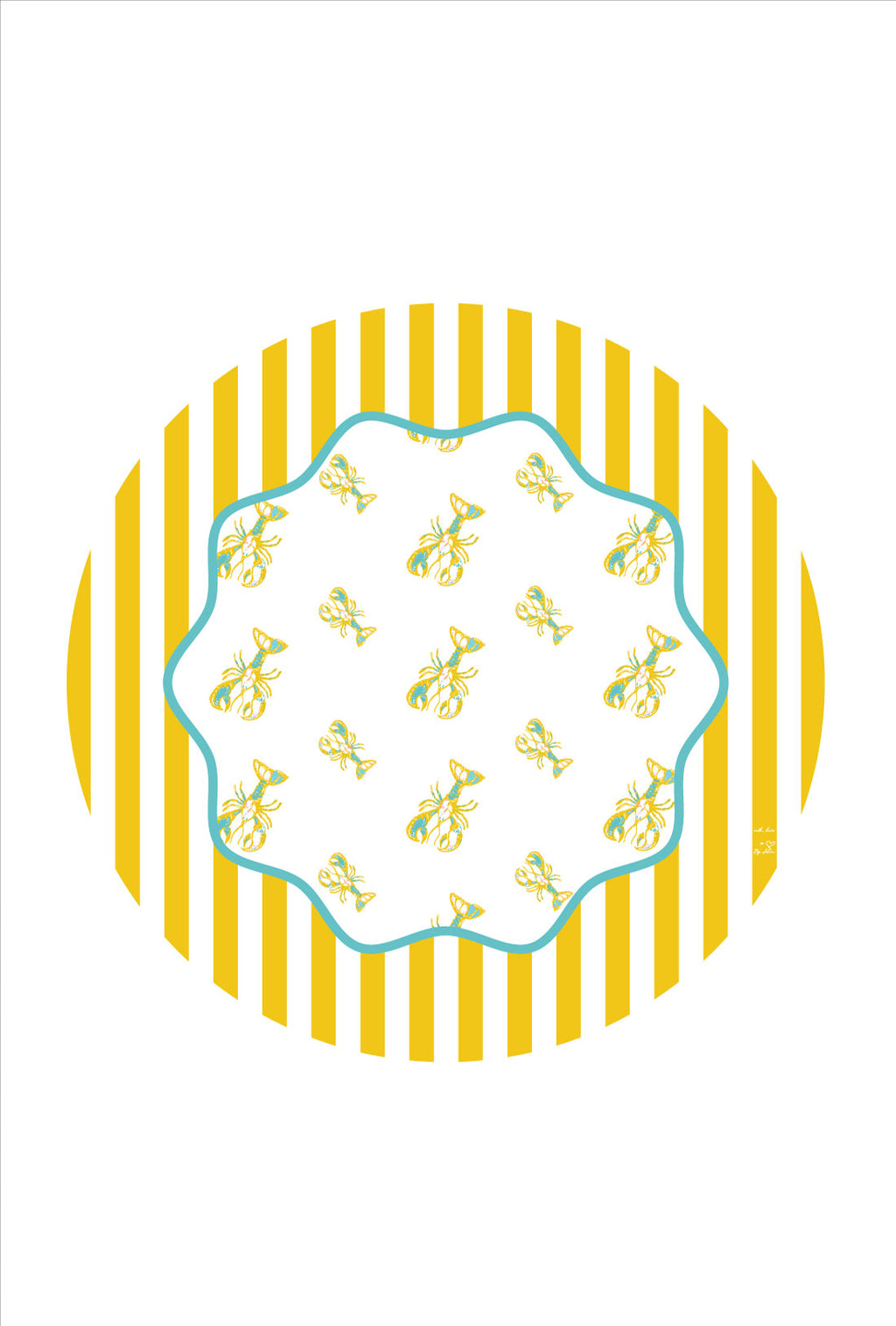 Lobster Tablecloth, Blue,  Maximalist, Dopamine Decor, Lobster, By John Designs, Round tablecloth