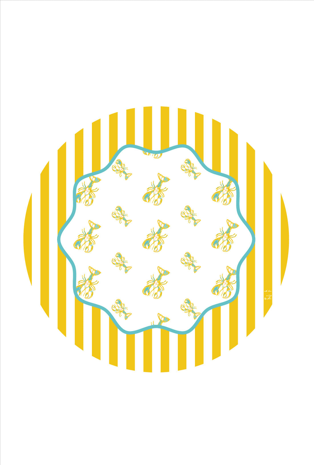 Lobster Tablecloth, Blue,  Maximalist, Dopamine Decor, Lobster, By John Designs, Round tablecloth