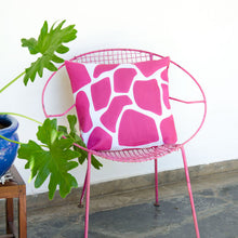 Load image into Gallery viewer, By John Designs white and pink African giraffe pattern scatter cushion with velvet
