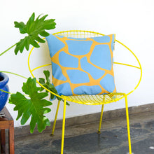 Load image into Gallery viewer, By John Designs yellow and blue African giraffe pattern scatter cushion with velvet
